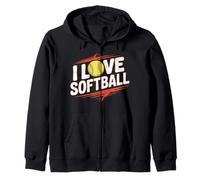 I Love Softball Entusiast Play Ball Felpa con Cappuccio