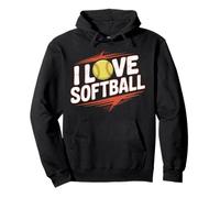 I Love Softball Entusiast Play Ball Felpa con Cappuccio