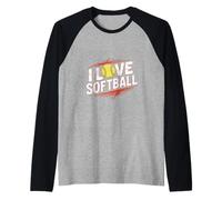 I Love Softball Entusiast Play Ball Maglia con Maniche Raglan