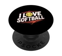 I Love Softball Entusiast Play Ball PopSockets PopGrip Adesivo