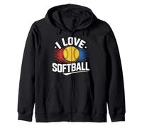 I Love Softball - Pallina Gialla Felpa con Cappuccio