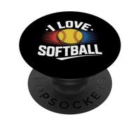 I Love Softball - Pallina gialla PopSockets PopGrip Adesivo