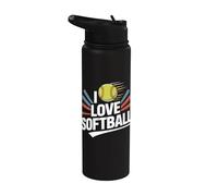 I Love Softball Passione ed Energia Stainless Steel Insulated Water Bottle