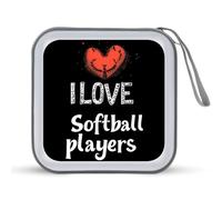 I Love Softball Player divertente CD titolare DVD Binder custodia protettiva in plastica rigida con cordino portatile portafoglio organizer per casa auto 40 CD, Stile:, Taglia unica
