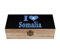 I Love Somalia Flag scatola del tesoro in legno contenitore 20,9 x 9,4 x 5,8 cm scatole per ricordi con coperchio incernierato e chiusura frontale