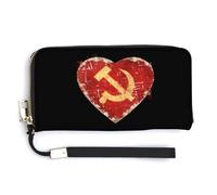 I Love Soviet Union Heart URSS Flag Portafoglio in pelle moda borsa lunga con cinturino da polso per uomo donna, Stile:, 20.0*10.5cm