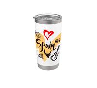 I Love Spain, Cool Spain Doodles Illustration Graphic Design Bicchiere termico in acciaio inox doppia parete