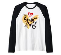 I Love Spain, Cool Spain Doodles Illustration Graphic Design Maglia con Maniche Raglan