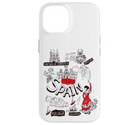 I Love Spain, Cool Spain Map with Traditional Style Doodles Custodia per iPhone 14