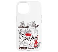 I Love Spain, Cool Spain Map with Traditional Style Doodles Custodia per iPhone 15