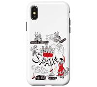 I Love Spain, Cool Spain Map with Traditional Style Doodles Custodia per iPhone X/XS