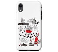 I Love Spain, Cool Spain Map with Traditional Style Doodles Custodia per iPhone XR