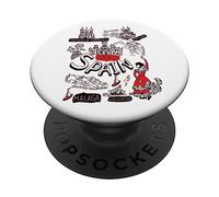 I Love Spain, Cool Spain Map with Traditional Style Doodles PopSockets PopGrip Adesivo