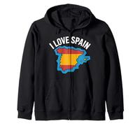 I Love Spain Map Entusiast Design Felpa con Cappuccio