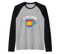 I Love Spain Map Entusiast Design Maglia con Maniche Raglan
