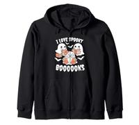 I Love Spooky Booooks Kawaii Ghosts Libri Amante Lettura Felpa con Cappuccio