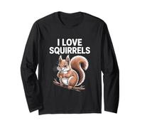 I Love Squirrels Carino Divertente Ghianda Maglia a Manica