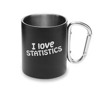 I Love Statistics Science - Tazza in metallo con moschettone