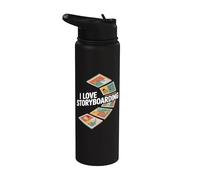 I Love Storyboarding Comic Panel Art Stainless Steel Insulated Water Bottle