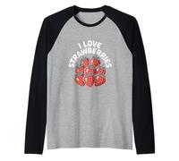 I Love Strawberries Fresca Succosa Frutta Divertimento Maglia con Maniche Raglan