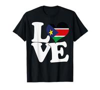 I Love Sud Sudan Bandiera Cuore Patriottico Viaggio Maglietta