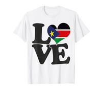 I Love Sud Sudan Bandiera Cuore Patriottico Viaggio Maglietta