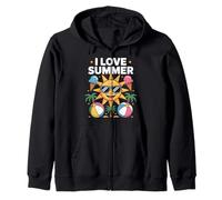 I Love Summer Sun Beach Balls Ice Cream Fun Felpa con Cappuccio