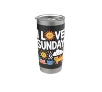 I Love Sunday Fun Rilassante Happy Day Bicchiere termico in acciaio inox doppia parete
