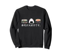 I Love Sushi Giapponese Kawaii Piatto di Sushi Pesce e Riso Camicia Felpa