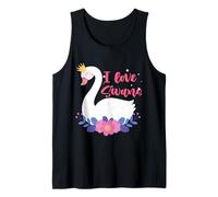 I Love Swans Uccello Zoo Animale Lago Ninfea Fiori Corona Canotta