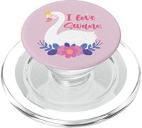 I Love Swans Uccello Zoo Animale Lago Ninfea Fiori Corona PopSockets PopGrip per MagSafe