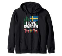 I Love Sweden Bandiera Svedese Cavallo Dala Felpa con Cappuccio