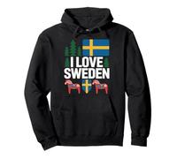 I Love Sweden Bandiera Svedese Cavallo Dala Felpa con Cappuccio