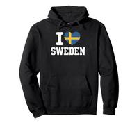 I Love Sweden Heart Swedish Felpa con Cappuccio