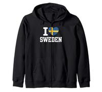 I Love Sweden Heart Swedish Felpa con Cappuccio