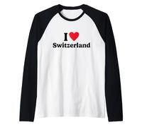 I Love Switzerland Maglia con Maniche Raglan
