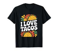 I Love Tacos Colorato Messicano Food Art Maglietta
