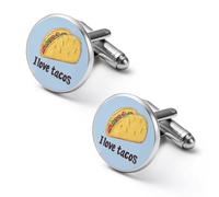 I Love Tacos-food gemelli personalizzati per uomo classico business camicia da matrimonio gemelli regali 1,8 cm 2 cm, Stile:, 1.7cm