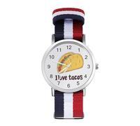 I Love Tacos-Food - Orologio da polso al quarzo con numeri arabi, cinturino regolabile per uomo e donna
