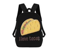 I Love Tacos-food stampato 17 pollici Daypack unisex zaino a tracolla zaino da viaggio per laptop per donne uomini