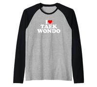 I Love Taekwondo, I Heart Taekwondo Maglia con Maniche Raglan