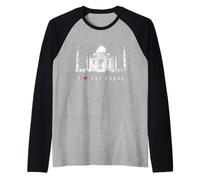 I Love Taj Mahal Agra India Skyline Vintage Amo l'India Maglia con Maniche Raglan