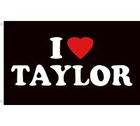 I love Taylor, bandiera 2024 per esterni e interni, 9 x 1,5 m, per camera da letto, soggiorno, dormitorio, parete con occhielli in ottone, colori vivaci e decorazioni a prova di sbiadimento