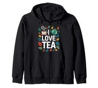 I Love Tea Whimsical Design a Foglia Felpa con Cappuccio