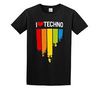 I Love Techno Music Rock Men Simple Tshirt Black L