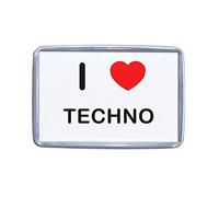 I Love Techno - Piccolo magnete del frigorifero in plastica