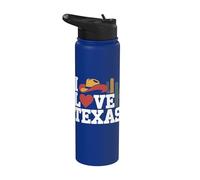 I Love Texas Cappello da cowboy cuore cactus Stainless Steel Insulated Water Bottle
