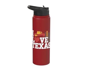 I Love Texas Cappello da cowboy cuore cactus Stainless Steel Insulated Water Bottle
