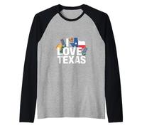 I Love Texas Map Cappello da Cowboy Fiori Maglia con Maniche Raglan