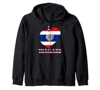 I Love Thailand Proud Thai Pride Thailandia Bandiera Grafica a Cuore Felpa con Cappuccio